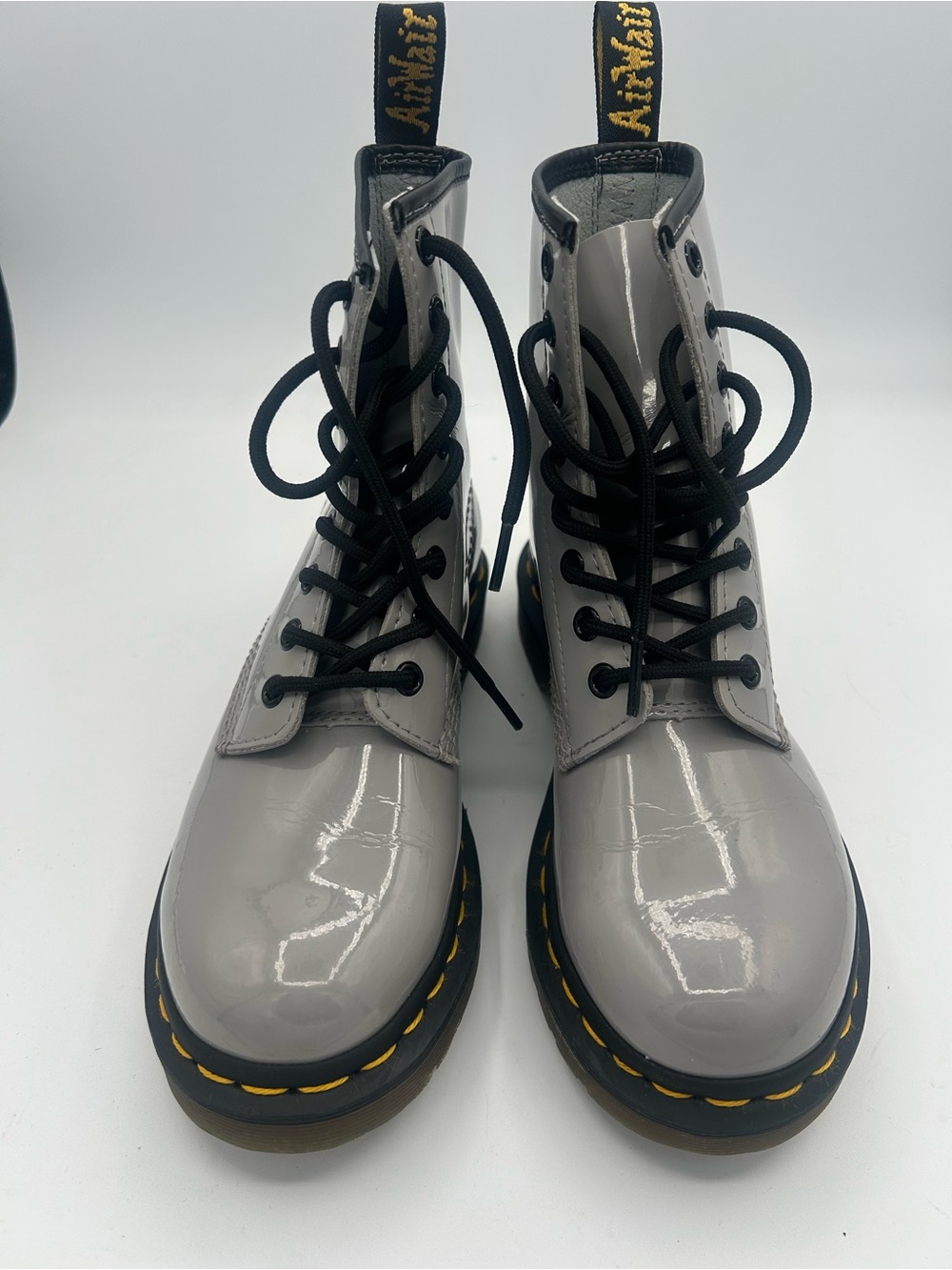Dr Martens 1460 Zinc Grey Patent Leather Boots Women’s 6